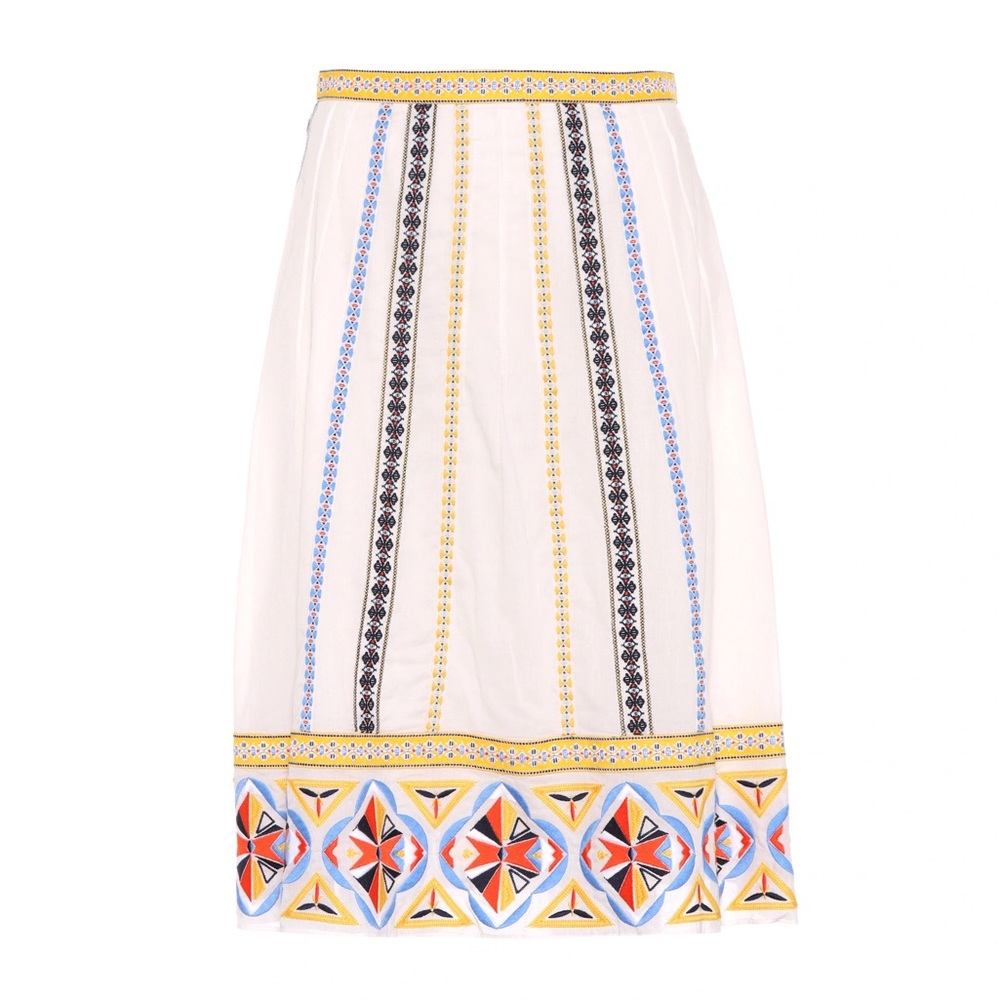 $398 Tory Burch Adriana Ivory Embroidered Skirt